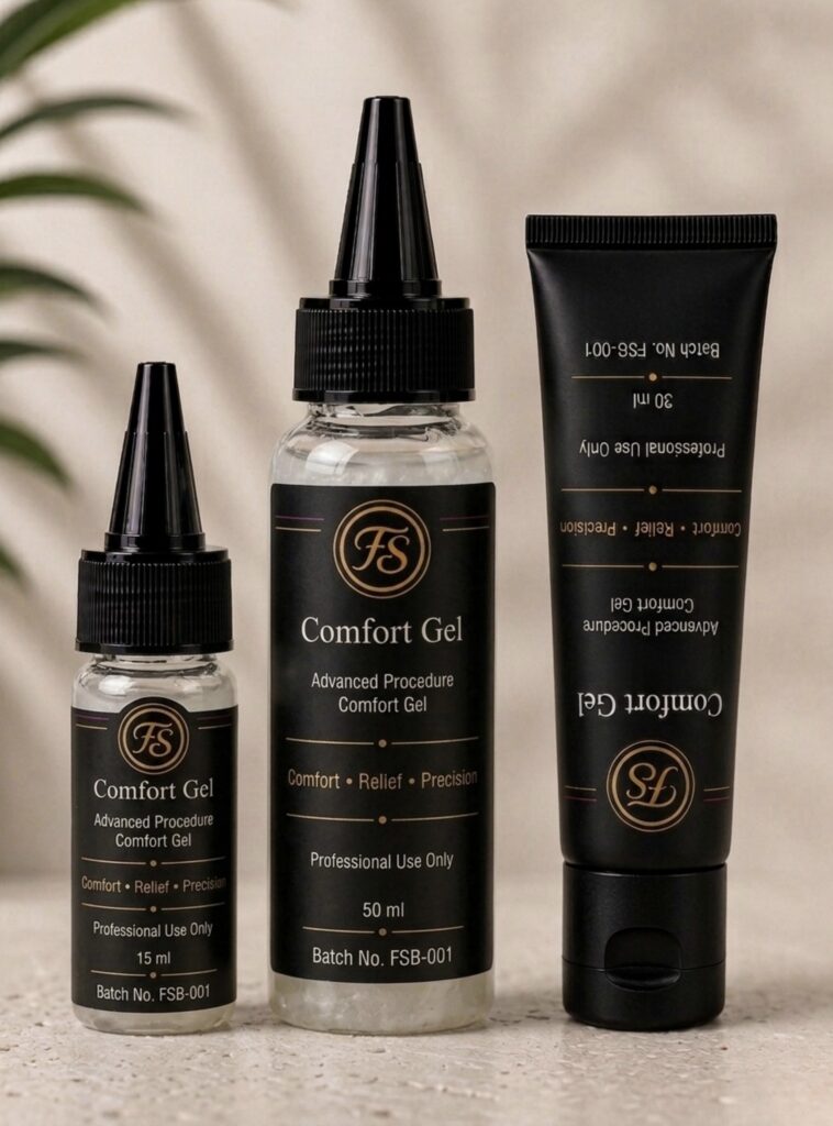 Comfort gel used in permanent makeup procedures